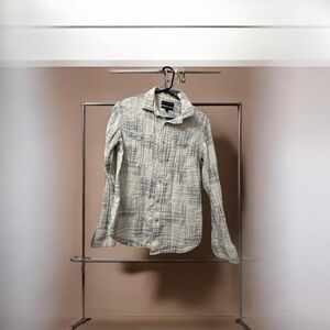 Banana Republic Women’s Gray and White Quilted Plaid Shirt Size Small